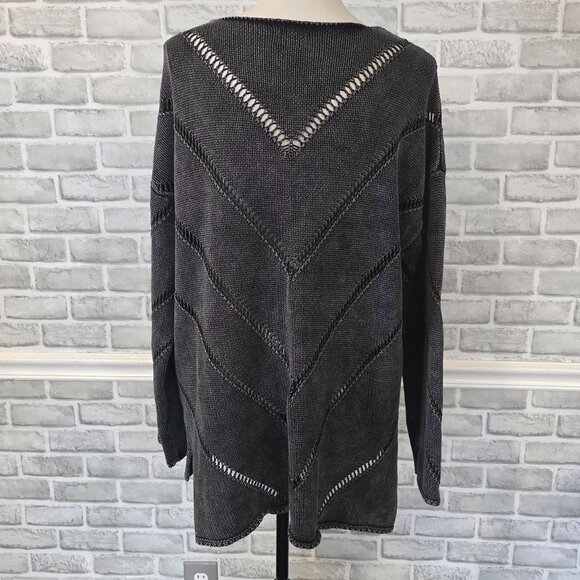 Buckle BKE Washed Chevron Sweater Oversized Gray Large Cozy Cabincore Layers - Picture 4 of 8